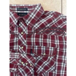 Ariat +‎ Pendleton LS Shirt Mens L/G Pearl Snap Frontier Plaid Western Cowboy